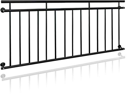 ECD Germany Ringhiera Balcone Francese 184 x 90 cm Nero Opaco e Grezzo Acciaio Verniciato a Polvere Supporto Finestra Inferriata Griglia Balaustra Parapetto Terrazze Balconi Interno Esterno