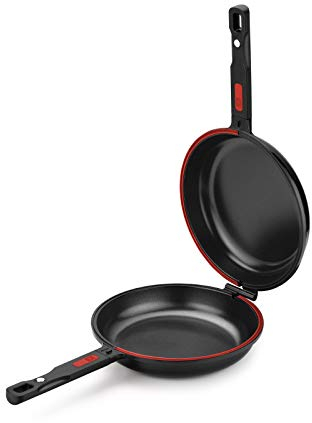 BRA Dupla Premiere | Poêle Double à Omelette 26 cm, Noir, Fonte Aluminium avec Antiadhésif sans PFOA, Compatible Tous Feux Dont Induction