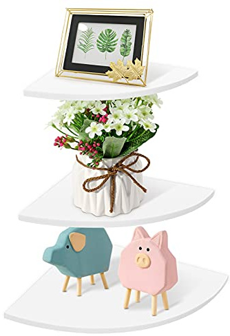 VASAGLE Eckregal 3-stufig, modernes Standregal mit Stufen-Design, platzsparendes Bücherregal aus PVC für Wohnzimmer, Schlafzimmer, Bad, weiß