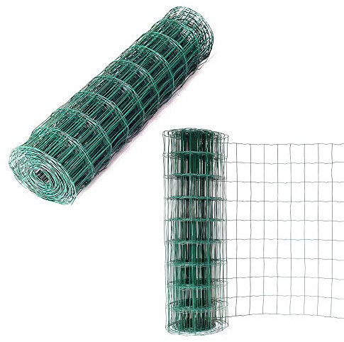 EFAN 0.9x10m Wire Mesh Fencing, Green PVC Coated Galvanised 7.5x10cm Hole Anti-rust Wire Netting, for Animal Garden Enclosure and DIY Craft Home Decors