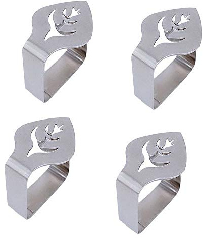 Aliotech 4pcs Leaf Shape Stainless Steel Silver Thickened Strong Cloth Clip Tablecloth Clamp Holder Table Cover Clamps Table Cloth Holder Table Cloth Clips Holder for Outdoor and Indoor