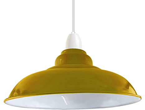 LEDSone Industriel Pendentif Plafonnier Abat-jour, Rétro Cuisine Pendentif Plafonniers Vintage Métal Loft Bar Suspendu Éclairage Rustique Suspension Abat-jour (Jaune)