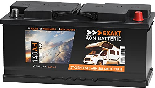 EXAKT AGM Batterie 140Ah 12V Solarbatterie Wohnmobil Boot Versorgung 130Ah