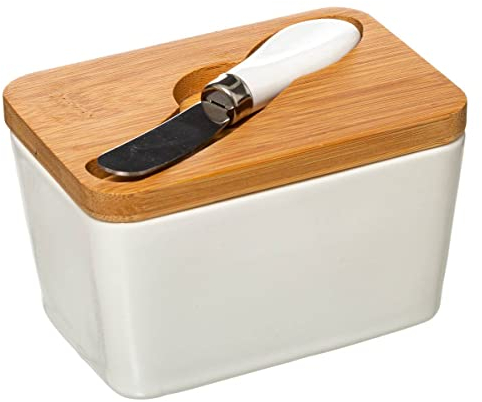 5five - beurrier céramique avec Couteau seramik Blanc