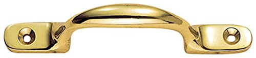 Loops Sash Window Bow Shaped Lift Handle - 102 x 12mm - 28mm Proj - Polished Brass | Sliding Sash Window Fitting - Traditional Style Pull Lift Window Handle - Sash Window Fixture