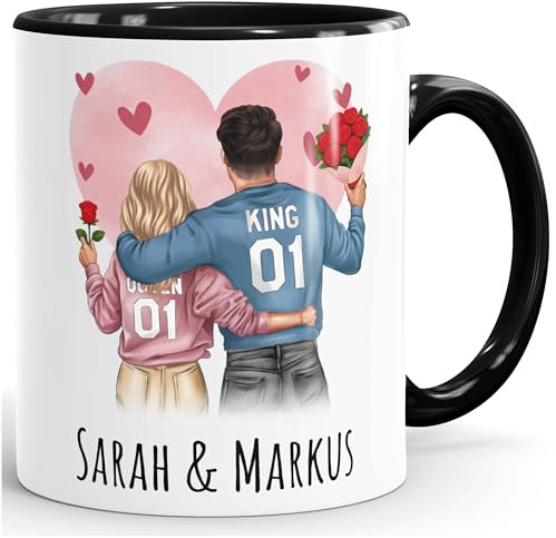 SpecialMe® Tasse Paar personalisiert mit Namen Liebe Geschenk Partner Weihnachten Geburtstag Jahrestag Valentinstag Inner-schwarz Keramik-Tasse