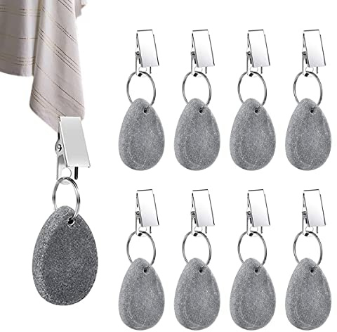 RJUN 8pcs Tablecloth Weights Tablecloth Pendant Stone Table Cover Weights Hangers with Metal Clips (Drop-Grey)