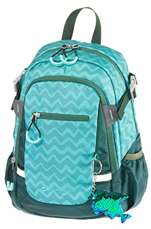 Schneiders 49465-064 - Kinderrucksack Sharky, ca. 25 x 35 x 12 cm, Rucksack für Kinder mit 11 Liter Volumen, 3 Fächern, 2 Seitentaschen und Pailletten-Anhänger
