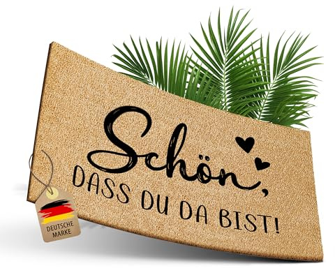 ElbFuchs Fußmatte Kokos 60x40cm Schön Das Du Da Bist I Extra langlebige & rutschfeste Kokosmatte für Innen & Überdachte Außenbereiche I Ideal als Schmutzfang