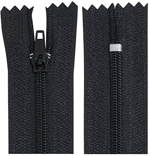 Aerzetix - C63237 - Set di 10 Cerniere Lampo a Spirale N°3 Non separabile 20cm in Nylon - cursore autobloccante in Metallo - Colore Nero - Abbigliamento Cucito Pantaloni merceria
