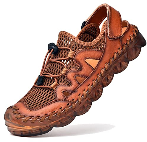 Moudn Sandali Sportivi Uomo Estivi Scarpe da Trekking Pelle Traspirante Scarpe da Spiaggia All'aperto Escursionismo Antiscivolo