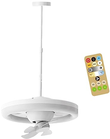 Fenteer Deckenventilator-Licht, Deckenbeleuchtung, flache Deckenventilatoren, Kronleuchter-Lampe, 3 Geschwindigkeiten, Deckenventilator mit Leuchte für, 60 W mit 0,5 m langem Stab