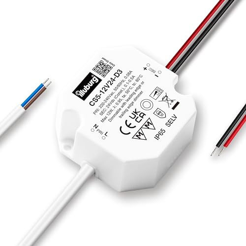 illuburg Transformador LED 24V Regulable TRIAC 2,4W - 12W Impermeable IP65 para Tira LED Alimentador Fuente de Alimentación