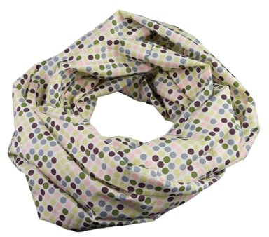 bettina bruder - Damen-Loop Schlauchschal Punkte Tupfen creme grau bunt - 100% Baumwolle