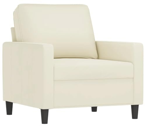 vidaXL Sessel, Sofa Relaxsessel mit gepolstertem Sitz Armlehnen, Fernsehsessel Loungesessel mit Metallgestell, Polstersessel Ruhesessel, Creme Samt