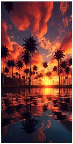 wandmotiv24 Türtapete Palmen, Strand, Sonnenuntergang 100 x 200cm (B x H) - Dekorfolie selbstklebend Sticker für Türen, Türfolie, Aufkleber, M1488