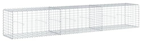 vidaXL Gabionkorg med skydd 300x50x50 cm galvaniserat järn, gabionkorg, stenmur, gabionmur, gabionkorgar, stenmurar, gabinmurar, gabionvägg