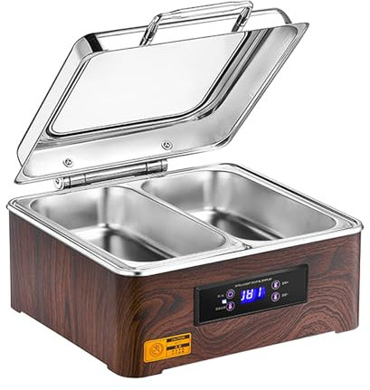 FQWYNMZ Chafing Dish Eléctrico, Juego de Buffet de Chafing Dish Eléctrico, Juego de Buffet de Chafing Dish de Acero Inoxidable con Tapa Visible, Juego de Buffet de Chafing Dish(38x35x16cm/15x14x6in)