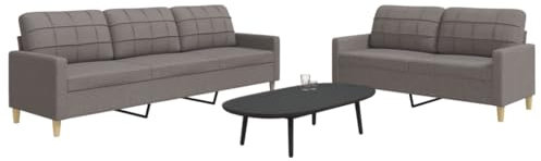 Homgoday 2-TLG. Sofagarnitur Taupe Stoff Wohnzimmersofa Sitzsofa Sofa Couch Loungesofa Gästesofa Polstersofa Couchgarnitur Sitzmöbel für Wohnzimmer Büro