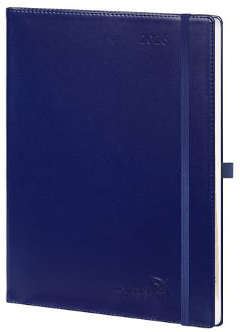 POPRUN Kalender 2026 ca.A4 auf Deutsch Wochenplaner mit PU-Softcover | Terminplaner,(Jan.2026-Dez.2026),Wochenplaner mit 15-Minuten-Taktung,Monatsregister,100 GSM Papier