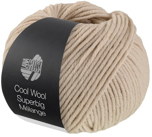 LANA GROSSA Meilenweit Superbig Melange | Extrafeine Merinowolle, waschmaschinenfest und filzfrei | Handstrickgarn aus 100% Schurwolle (extrafine) | 50g Wolle zum Stricken & Häkeln | 80m Garn FB 214