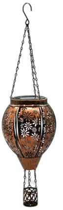 Milageto Lámpara Colgante Solar para Exteriores con Forma de Globo aerostático, luz Ornamental para decoración de Patio, versátil, portátil, con patrón