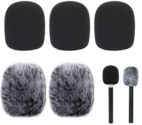 5 Pcs Mikrofon Popschutz, Interview GO Handheld Adapter Schaumstoff Popschutz, Schaum und Pelzige Schallschutz Pop-Filter, Ersatz Spongue Mikrofon Windschutzscheibe, für DJI Mic Mini, Rode Wireless GO
