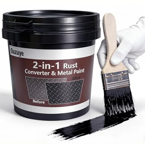 2 in 1 Rust Converter & Metal Primer, 35 oz Black Rust Reformer Paint for Metal, Ultra Rust Encapsulator & Inhibitor, Heat Resistance Rust Neutralizer & Conversion for Trailer, Truck Frame, Car Chassis