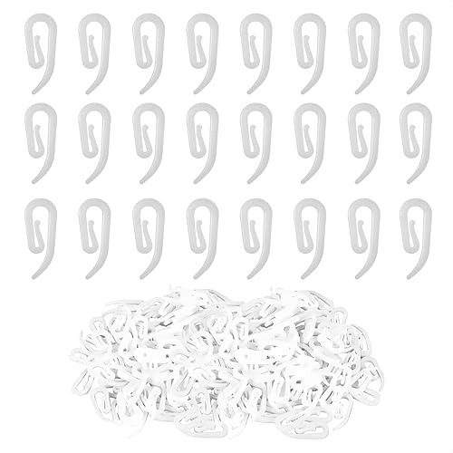 100 stycken gardinkrokar av plast för skenor och ringar, gardinkrokar för upphängning, vita gardintillbehör för våggardiner och veckband, enkel installation, storlek 3
