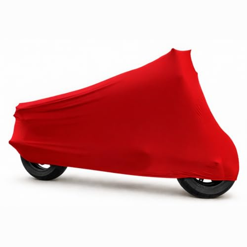 Car-e-Cover Indoor Premium Motorrad Abdeckung, unsere formanpassende Motorradplane Perfect Stretch, eine Schutzhülle für innen, Abdeckplane in 3 Farben & 3 Größen (Rot, XL-XXL)