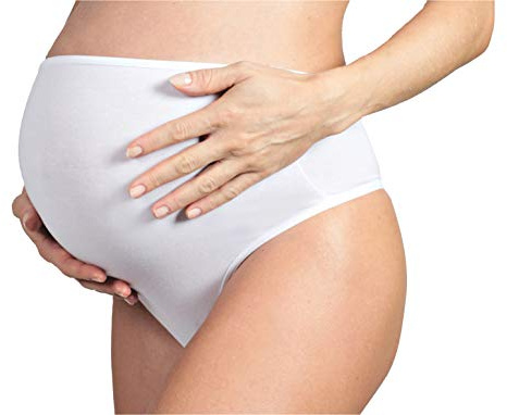 MYSANITY mammatrosor med hög midja i modal och bomull, mjuka graviditetstrosor, Made in Italy, Vit, XXL