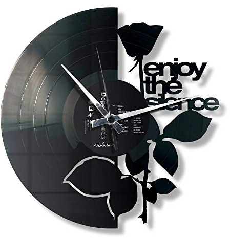 DISCOCLOCK - Orologio da Parete Enjoy the Silence su Disco in Vinile 100% Riciclato, Rotondo, 30cm, Silenzioso, Facile da Appendere, Quadrante Personalizzabile, Idea Regalo per Tutti i Fan