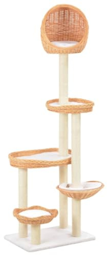 vidaXL Rascador para Gatos con Poste de Sisal Madera Natural de Sauce Mascotas
