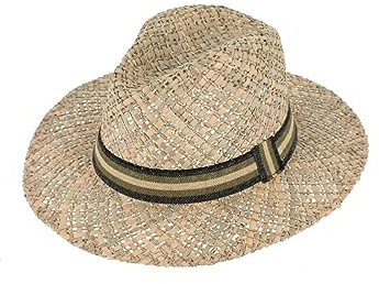 fiebig Seegras Traveller mit farbigem Ripsband | Sonnenhut aus 100% Stroh | Natur Sommerhut in vielen Größen