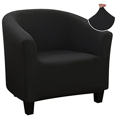 Jaotto Sesselschoner Sesselhusse Stretch Sesselüberwürfe Sofabezug Elastisch Sofabezug Sesselbezug Sesselschoner Waschbar Entfernbar für Clubsessel Cafe Stuhl Sessel Loungesessel(Schwarz,1 Stück)