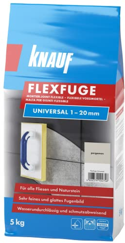Knauf Flexfuge Universal 5 kg Pergamon, universell einsetzbar für ein besonders glattes Fugenbild auf Wand & Boden, schnellhärtender Fugenmörtel auf Zementbasis