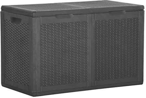 vidaXL Garten Aufbewahrungsbox Kissenbox Auflagenbox Gartenbox Gartentruhe Kissentruhe Gerätetruhe Kiste Box Mehrzwecktruhe 180L Schwarz PP Rattan