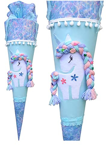 Schultüte mit Regenbogen Einhorn für Mädchen/benutzerdefinierte/genäht/Wunschname