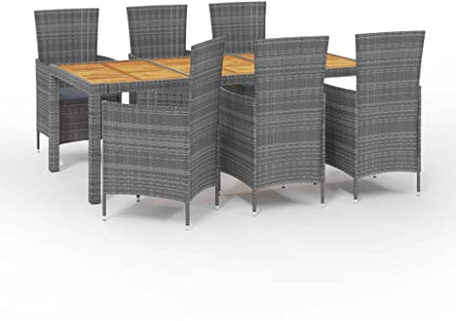 vidaXL Gartenmöbel Set 7-TLG. mit Auflagen Gartengarnitur Sitzgarnitur Sitzgruppe Gartenset Gartentisch Gartenstuhl Tisch Stühle Poly Rattan Grau