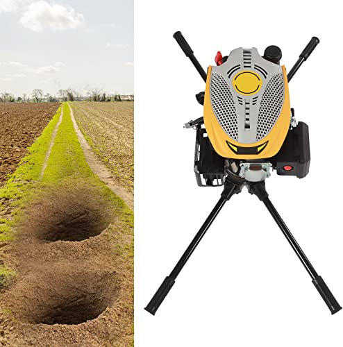 4 Stroke Post Hole Digger 173Cc 3.2Kw Ground Drilling Machine Earth Auger,8Hp ​Full Crankshaft Engine, Heavy Duty Petrol Auger,Max.Drill Diameter 50Cm,Independent Petrol and Oil Tanks,Without Drill