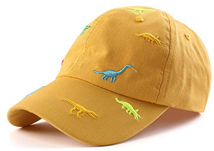 XIAOHAWANG sommar baseballkeps för pojkar flickor justerbar sportkeps barn med dinosauriebroderi toppmössa barn UV-skydd 2–6 år, Gul, 6-24 Månader