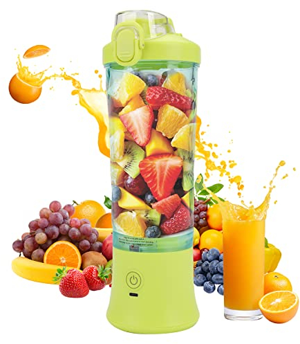 Blender, Portable Mixeur des Fruits 600 ML, Mini Blender USB pour Smoothie, Milk-shake, Jus de Fruits, 6 Lames Fruit Mixer Juicer Personnel Blender Cup pour Voyage Cuisine, Sans BPA (jaune)