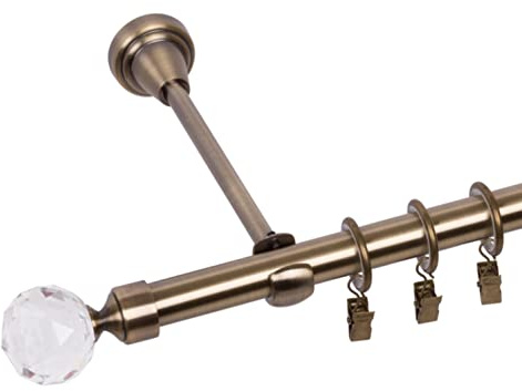 RENA Gardinenstange Vorhangstange - 19 mm - aus Metall - Lautlose Rollen - Komplettset - Antik Gold 340cm |BELLuna