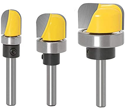 Gasea 3pcs 1/4 Inch Shank Round Nose Router Bit Set Bowl & Tray Template | Bottom Woodworking Milling Cutter Tool for Arc Digging Trimming 3/4 1/2 1-1/8