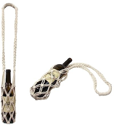 Porssaut 2pc Bolsa portabotellas de Agua, Portabotellas de Ganchillo Portador de Vino de macramé Bolsa de Botella de Ganchillo con Correa para Botella de Agua Portador de Botellas
