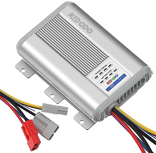 Cargador de batería de 12 V 40 A CC a CC con MPPT, Cargador Integrado para AGM, Gel, SLA, Litio, Cargador de batería de Doble Entrada con Indicadores LED y Conector Anderson, Uso para RV, cámper,