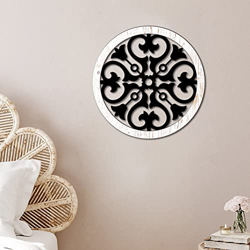 Holz Wanddeko Wandornament Holz Wanddeko Rustikale Wanddeko Runde Wanddekoration Wooden Wall Decoration Holzrahmen Wandschmuck Dekorationen Für Haus Wohnzimmer Esszimmer Schlafzimmer Küche Korridor (
