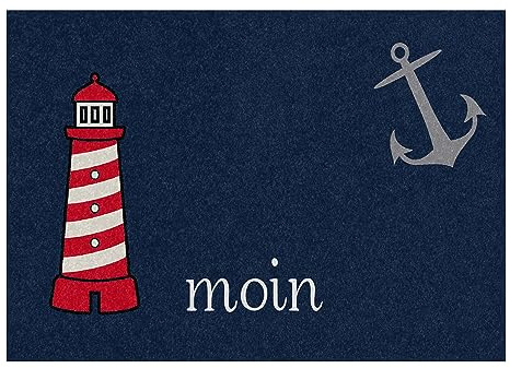 Rutschfeste Fußmatte Innen waschbar - Leuchtturm blau 40x60cm (Rechteckig)