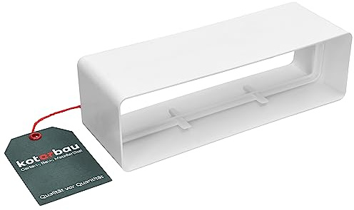 KOTARBAU® Raccordo per sistemi di ventilazione 205 mm x 60 mm canale piatto connettore tubo rettangolare bianco condotto di scarico efficace raccordo canale in plastica tubo di ventilazione