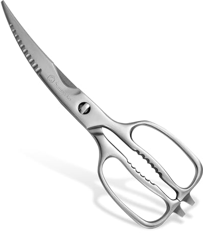 Sunnecko Kitchen Scissors Heavy Duty for Food, Kitchen Shears That Come Apart, 9 Inch Fully Forged Stainless Steel with Curved Blades